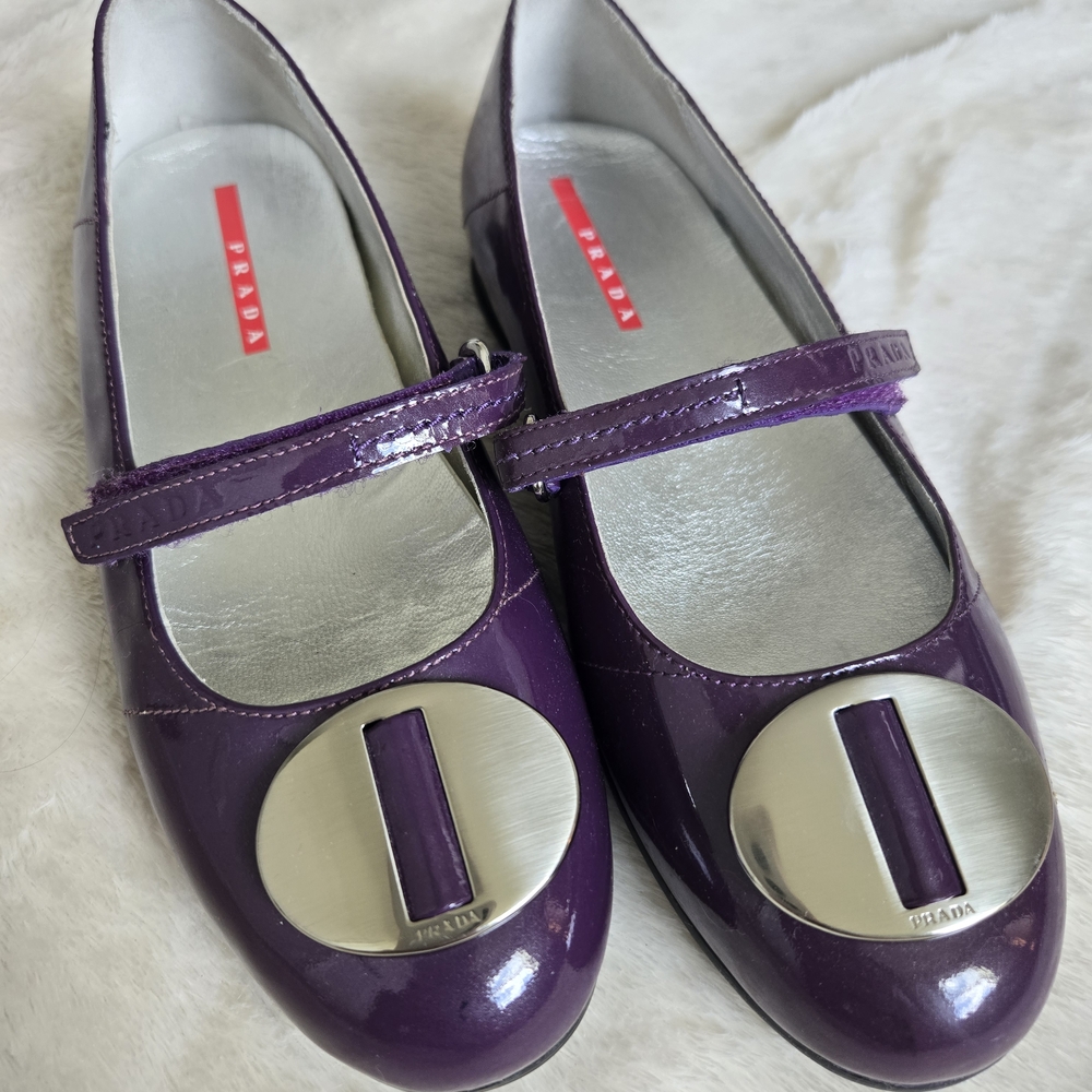 Prada Purple Mary Jane Flats with Patent Finish